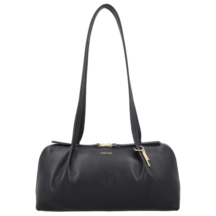 Voorkant van de LouLou ELO schoudertas in navy #kleur_navy