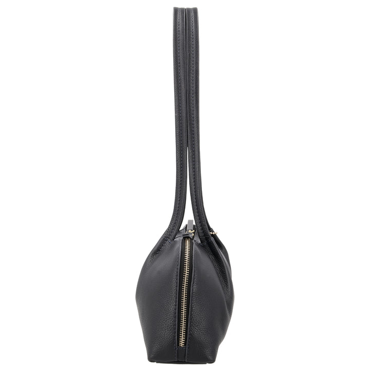 Zijkant van de LouLou ELO schoudertas in navy #kleur_navy