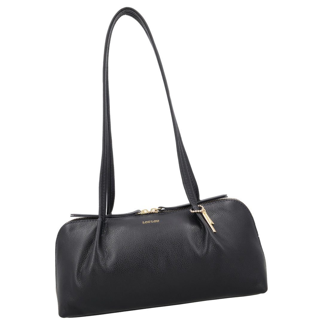 Voorzijde van de LouLou ELO schoudertas in navy #kleur_navy