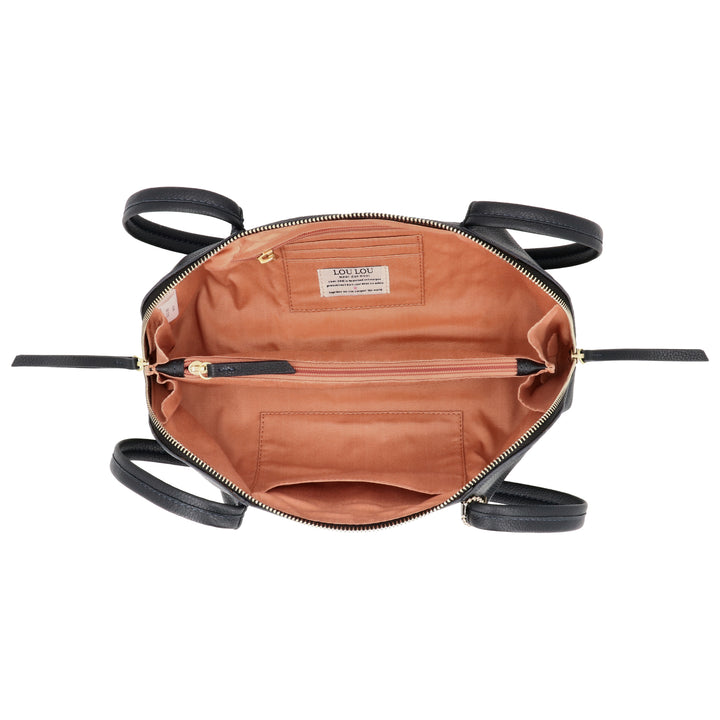 Binnenkant van de LouLou ELO schoudertas in navy #kleur_navy