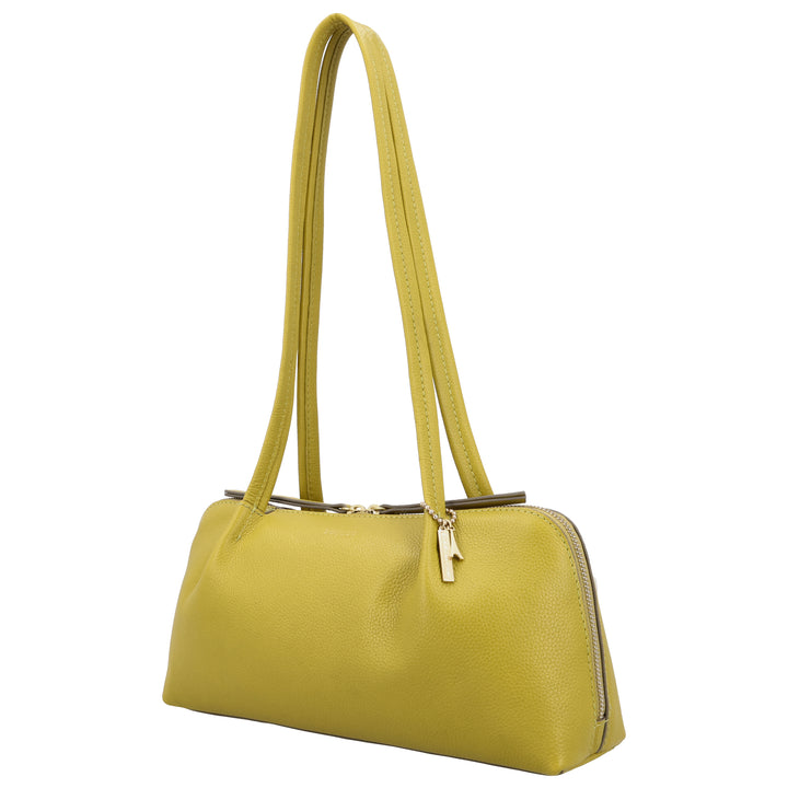 Voorzijde van de LouLou ELO schoudertas in Cress-Green #kleur_cress-green