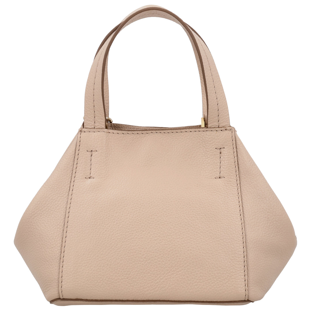 Achterkant van de LouLou Elodie leren handtas in cashmere #kleur_cashmere