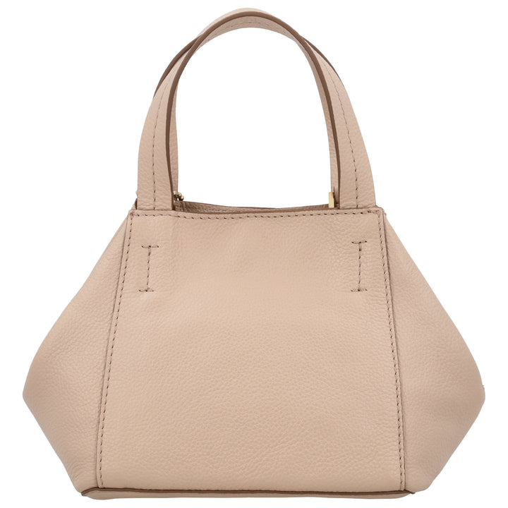 Achterkant van de LouLou Elodie leren handtas in cashmere #kleur_cashmere
