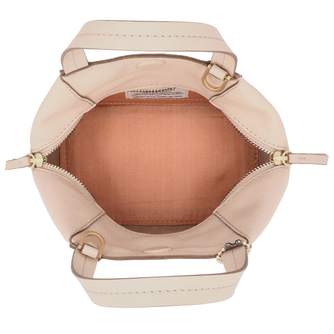 Binnenkant van de LouLou Elodie leren handtas in cashmere #kleur_cashmere