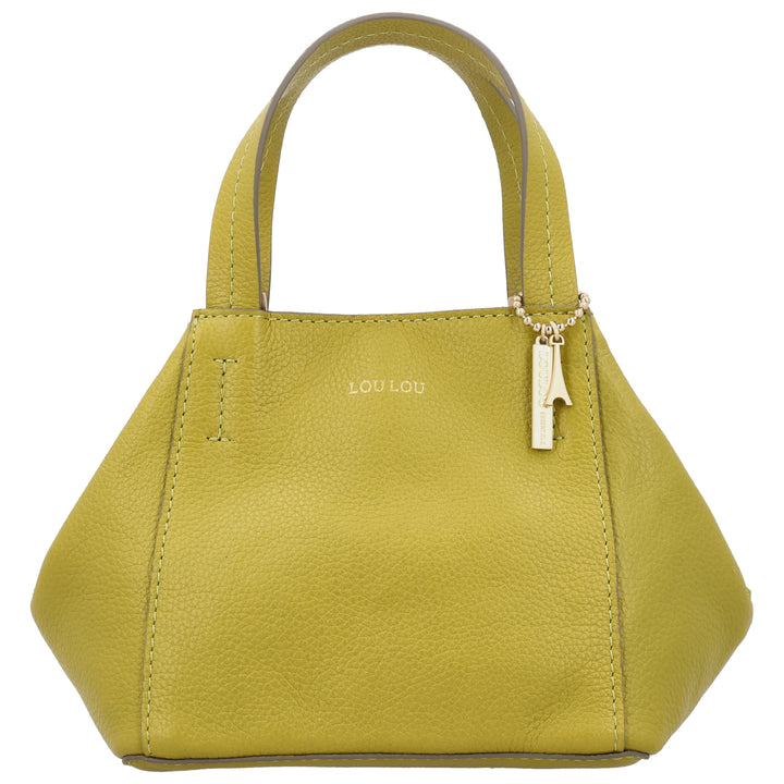 Voorkant van de LouLou Elodie leren handtas in cress-green #kleur_cress-green