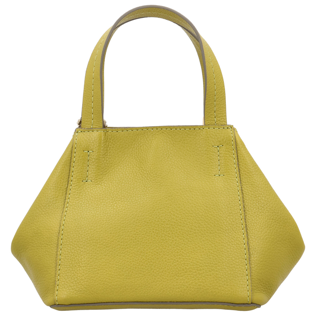 Achterkant van de LouLou Elodie leren handtas in cress-green #kleur_cress-green