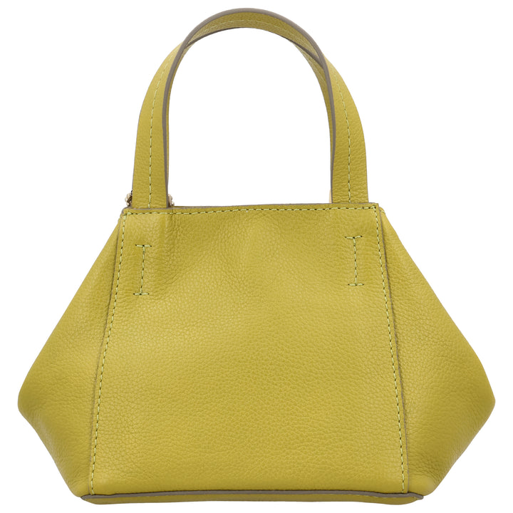 Achterkant van de LouLou Elodie leren handtas in cress-green #kleur_cress-green