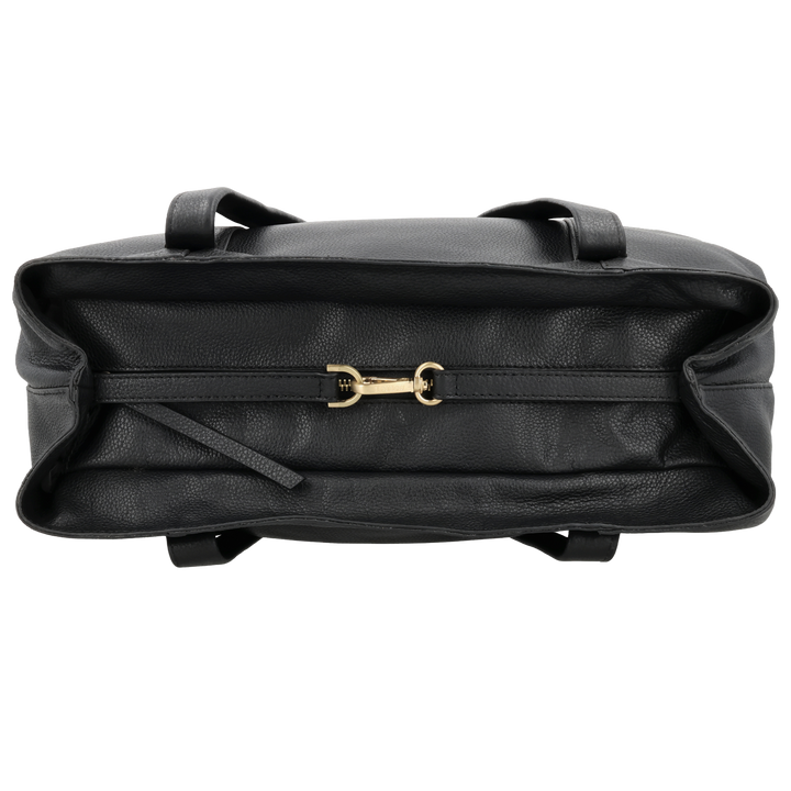 Bovenkant van de LOULOU Emie laptop shopper #kleur_black