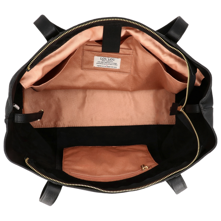 Binnenkant van de LOULOU Emie laptop shopper #kleur_black