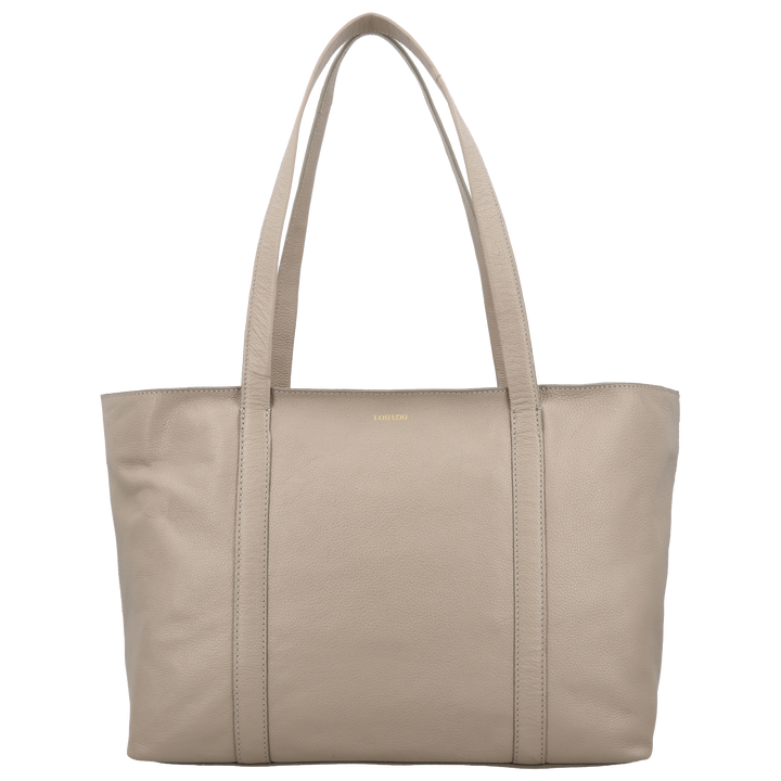 Voorkant van de LOULOU Emie laptop shopper #kleur_soft-sepia