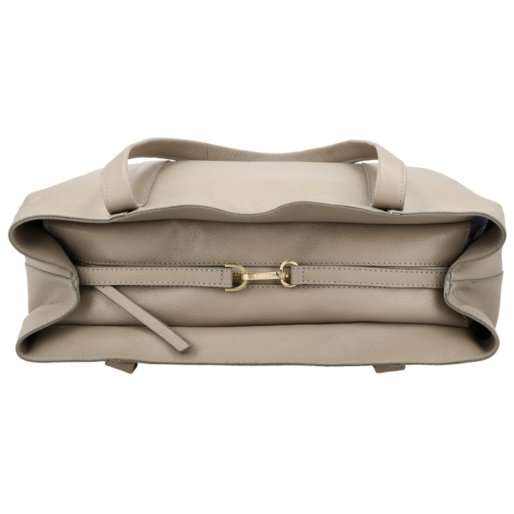 Bovenkant van de LOULOU Emie laptop shopper #kleur_soft-sepia