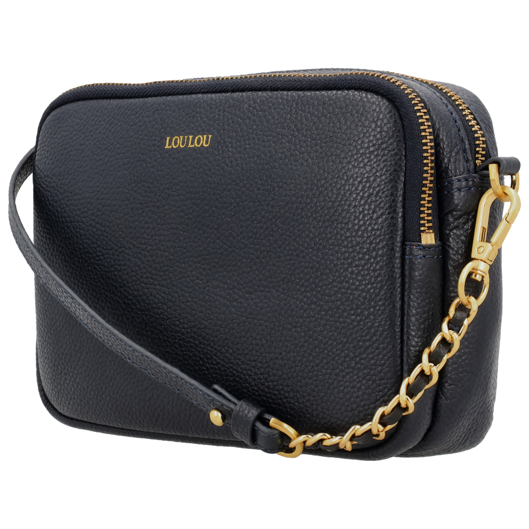 Voorzijde van de LouLou Emilie navy crossbody tas #kleur_navy