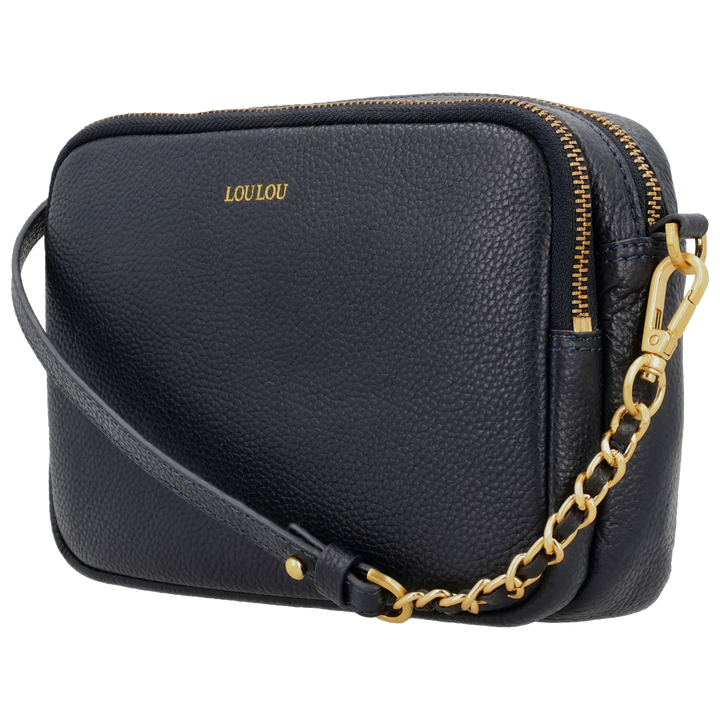 Voorzijde van de LouLou Emilie navy crossbody tas #kleur_navy