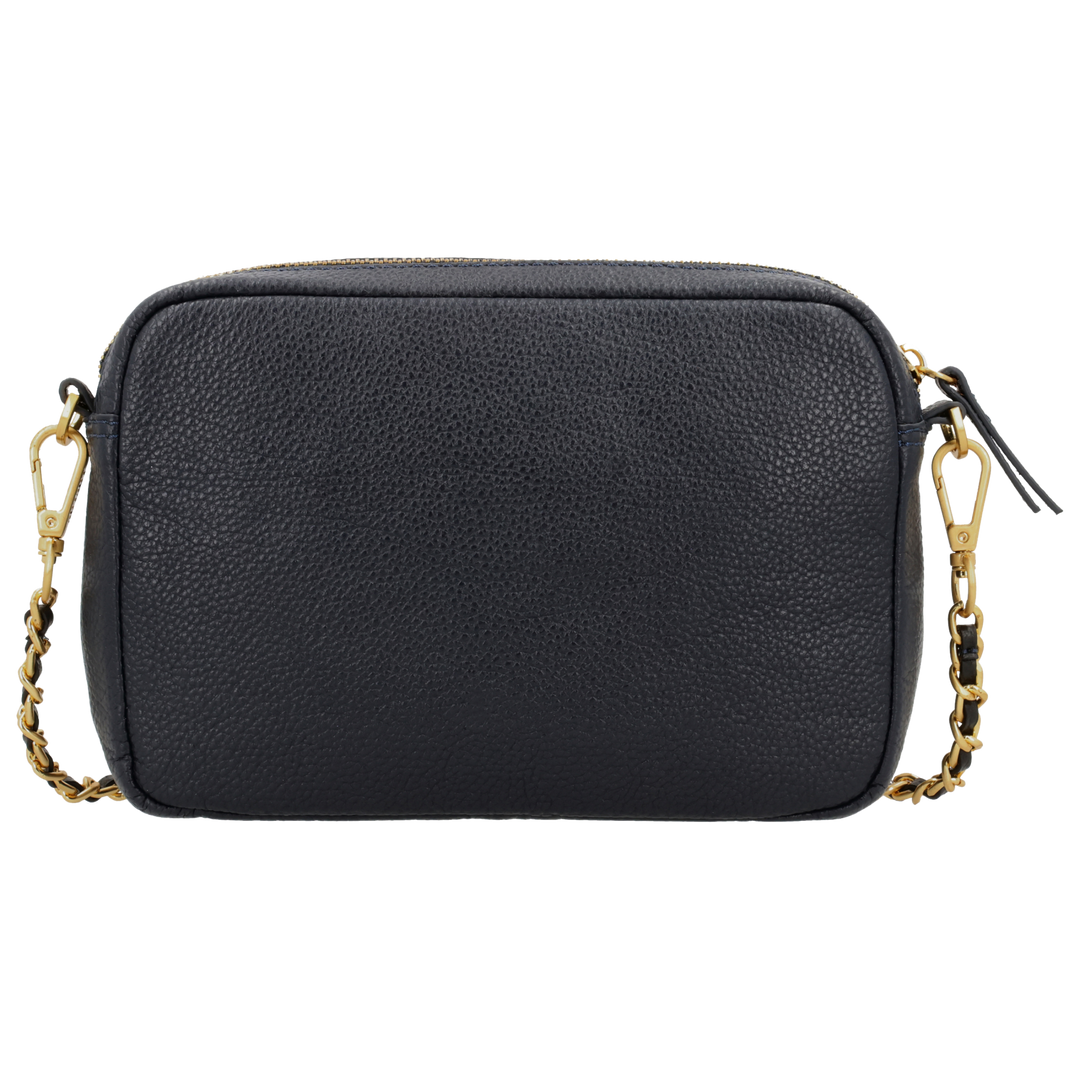 Achterkant van de LouLou Emilie Navy crossbody tas #kleur_navy