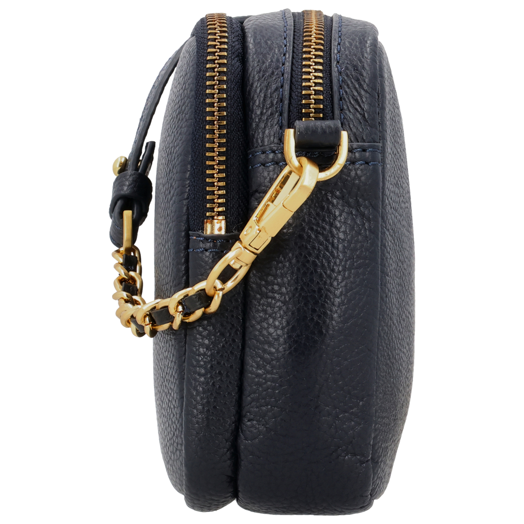 Zijkant van de LouLou Emilie Navy crossbody tas #kleur_navy