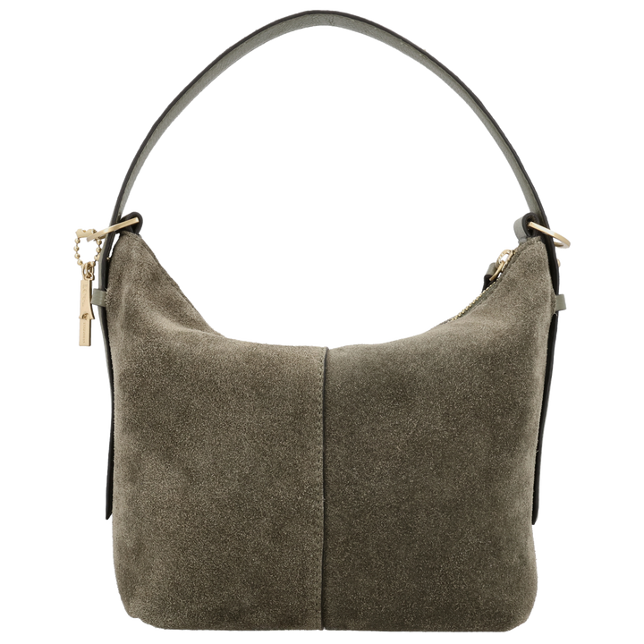 Achterkant van de LOULOU Lois Suede schoudertas #kleur_sage