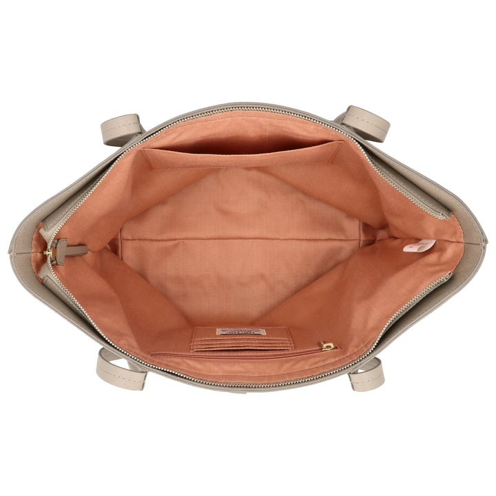 Binnenkant van de LOULOU Lola grote shopper in taupe #kleur_taupe