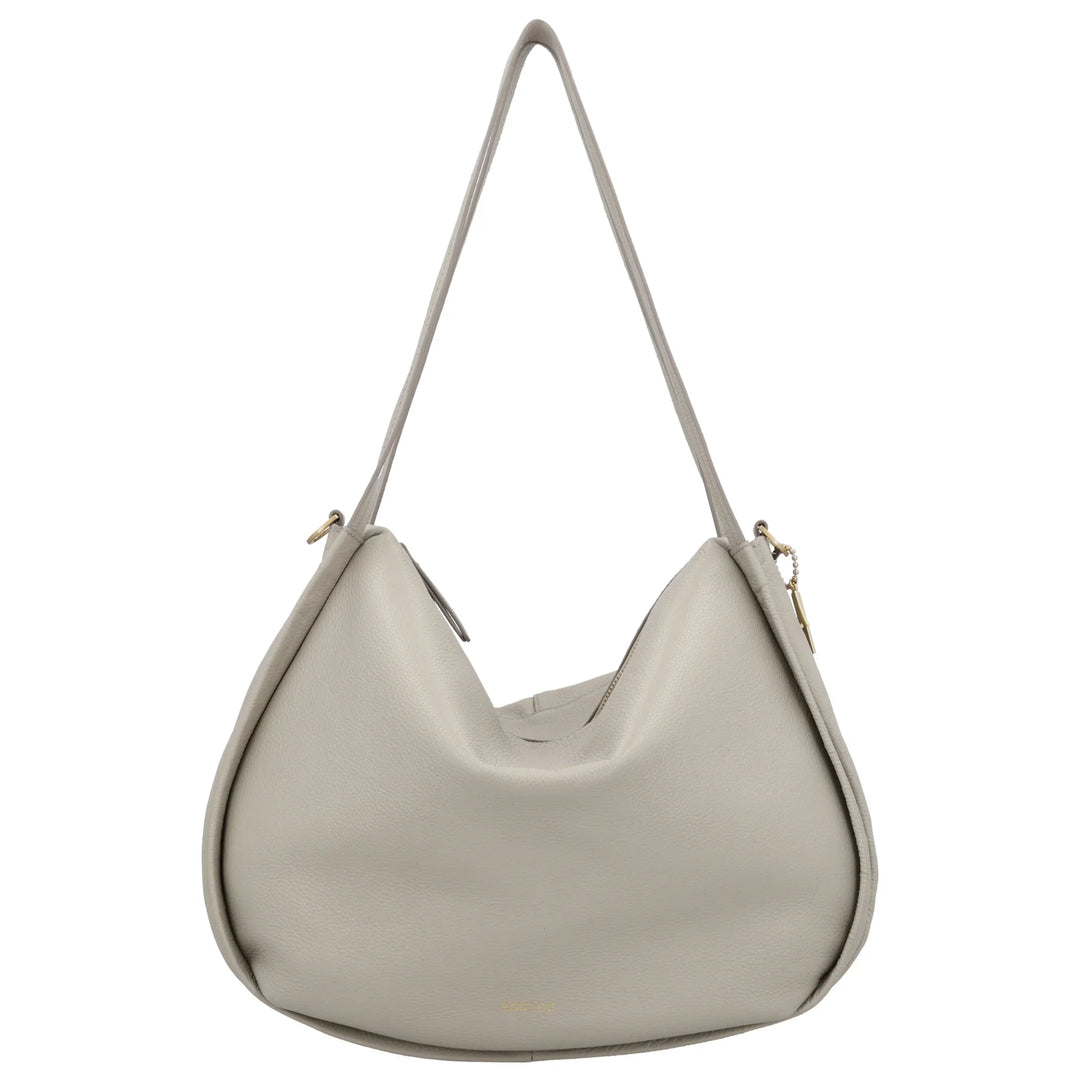 Voorkant van de Lou Lou LOU schoudertas tas in fog #kleur_fog