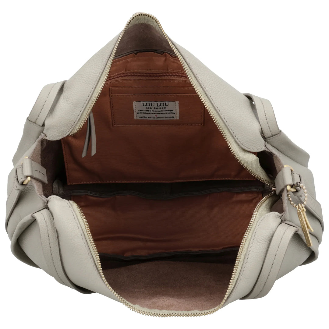 Binnenkant van de Lou Lou LOU schoudertas tas in fog #kleur_fog