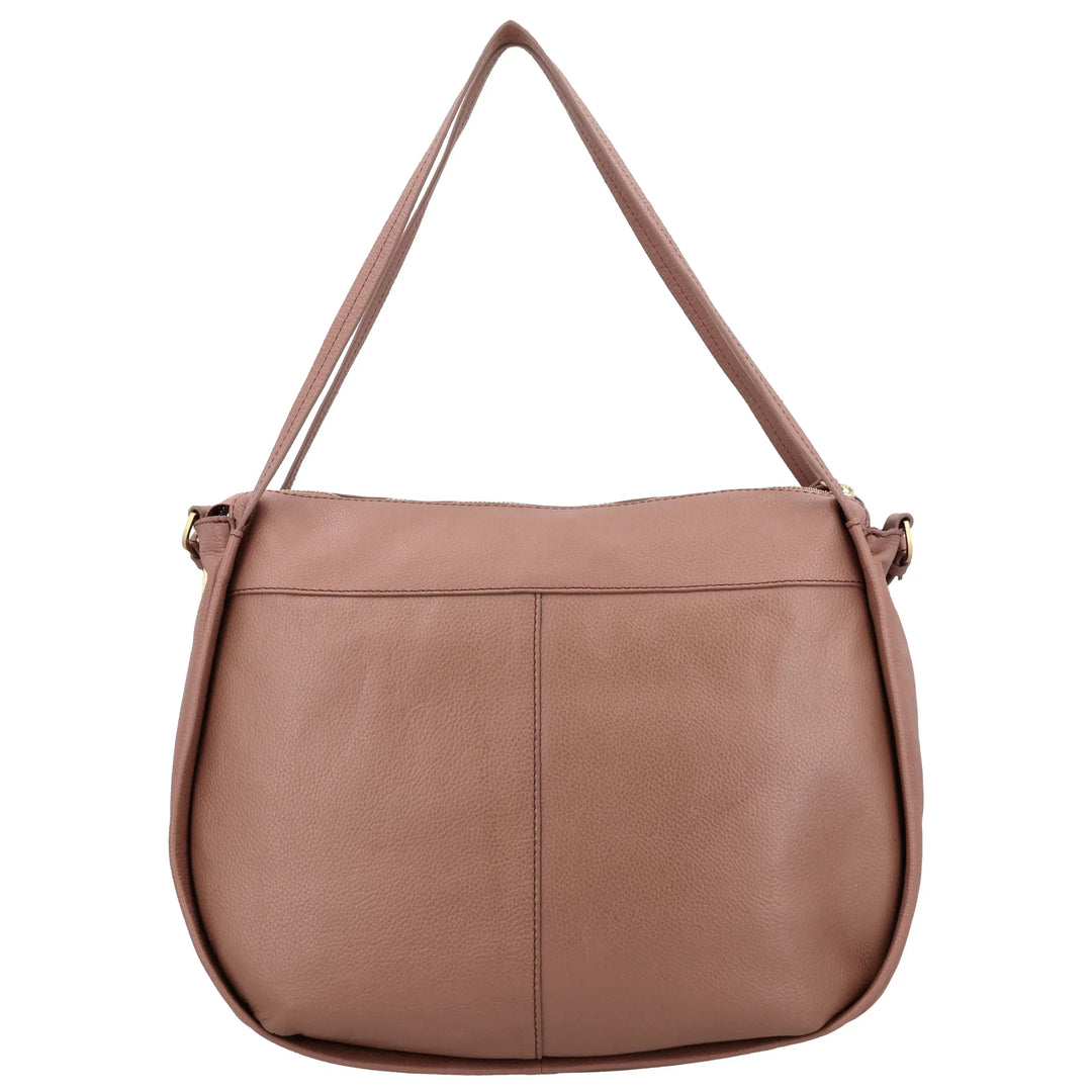Achterkant van de Lou Lou LOU schoudertas tas in mocha mouse #kleur_mocha-mouse