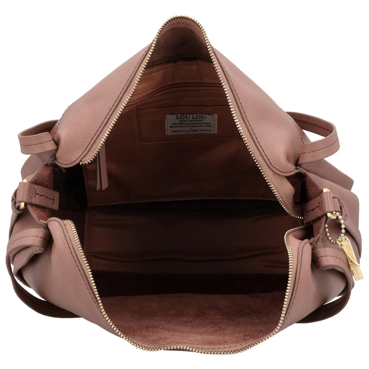 Binnenkant van de Lou Lou LOU schoudertas tas in mocha mouse #kleur_mocha-mouse