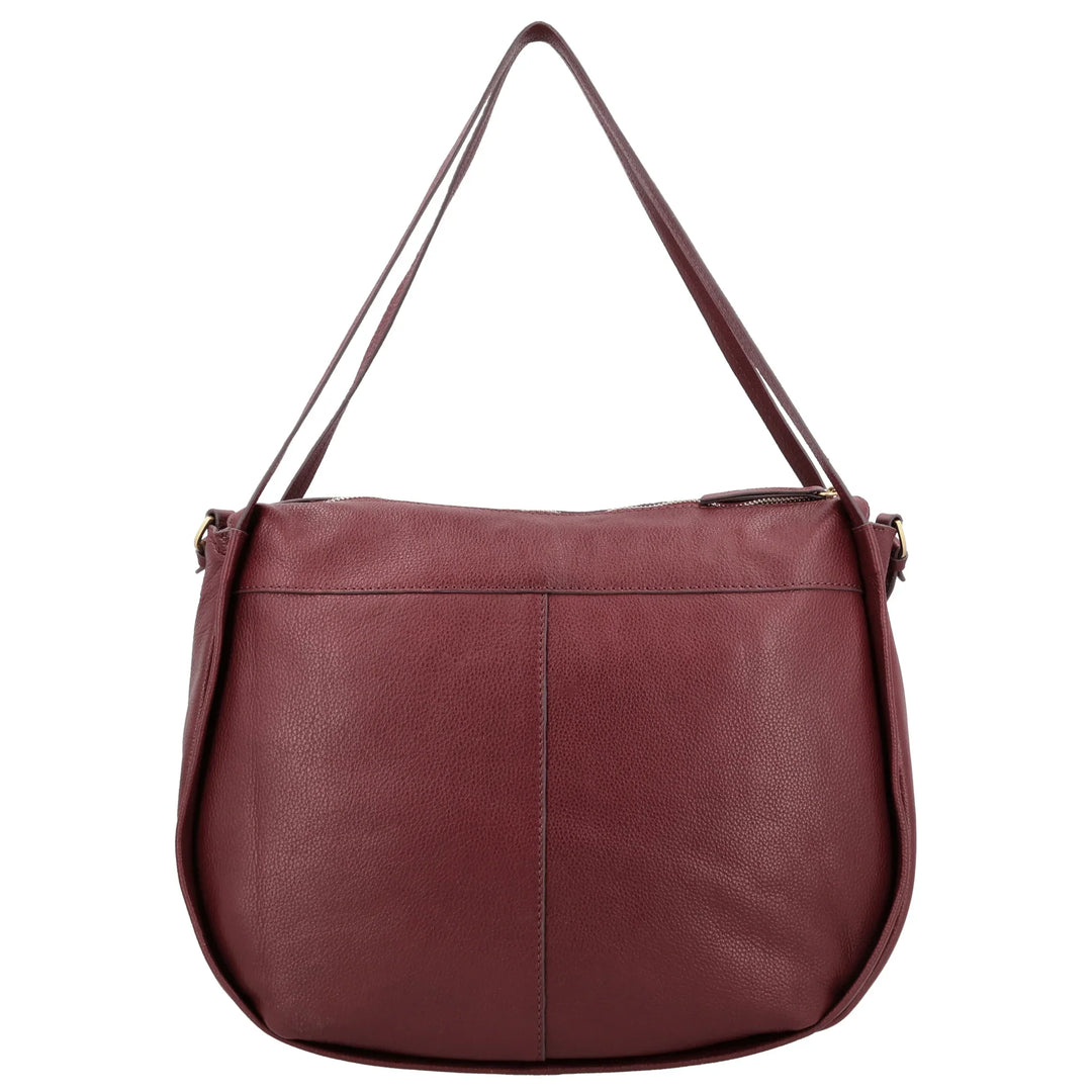Achterkant van de Lou Lou LOU schoudertas tas in ruby #kleur_ruby