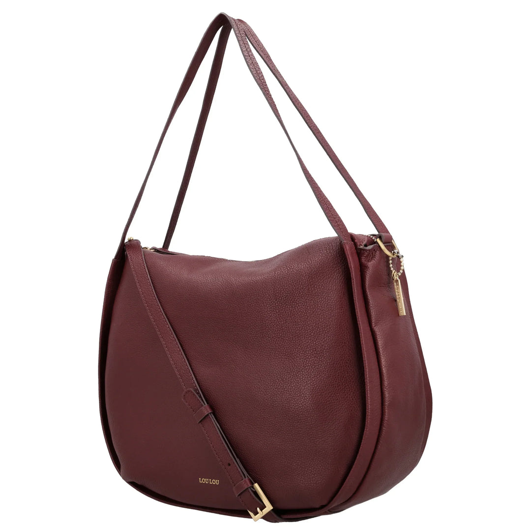 Voorzijde van de Lou Lou LOU schoudertas tas in ruby #kleur_ruby