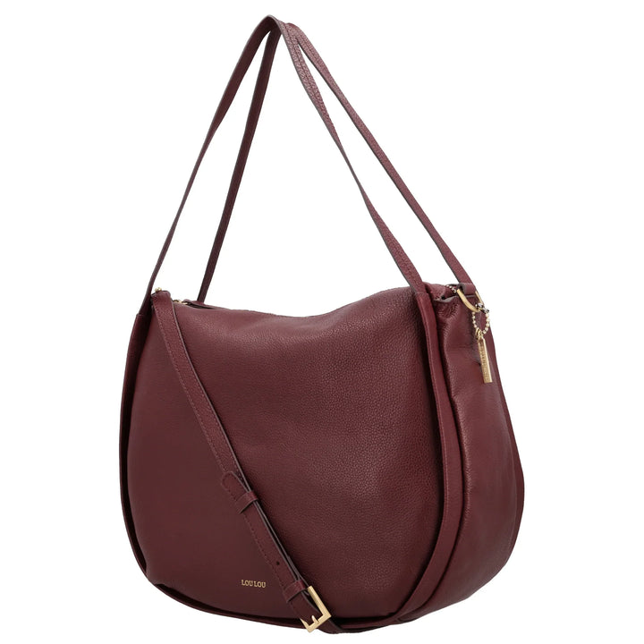 Voorzijde van de Lou Lou LOU schoudertas tas in ruby #kleur_ruby