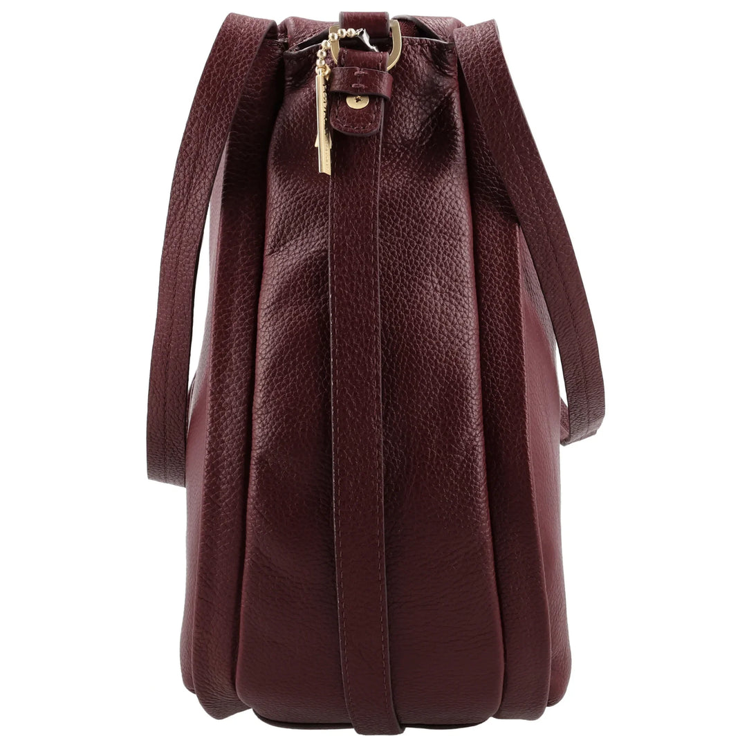 Zijkant van de Lou Lou LOU schoudertas tas in ruby #kleur_ruby