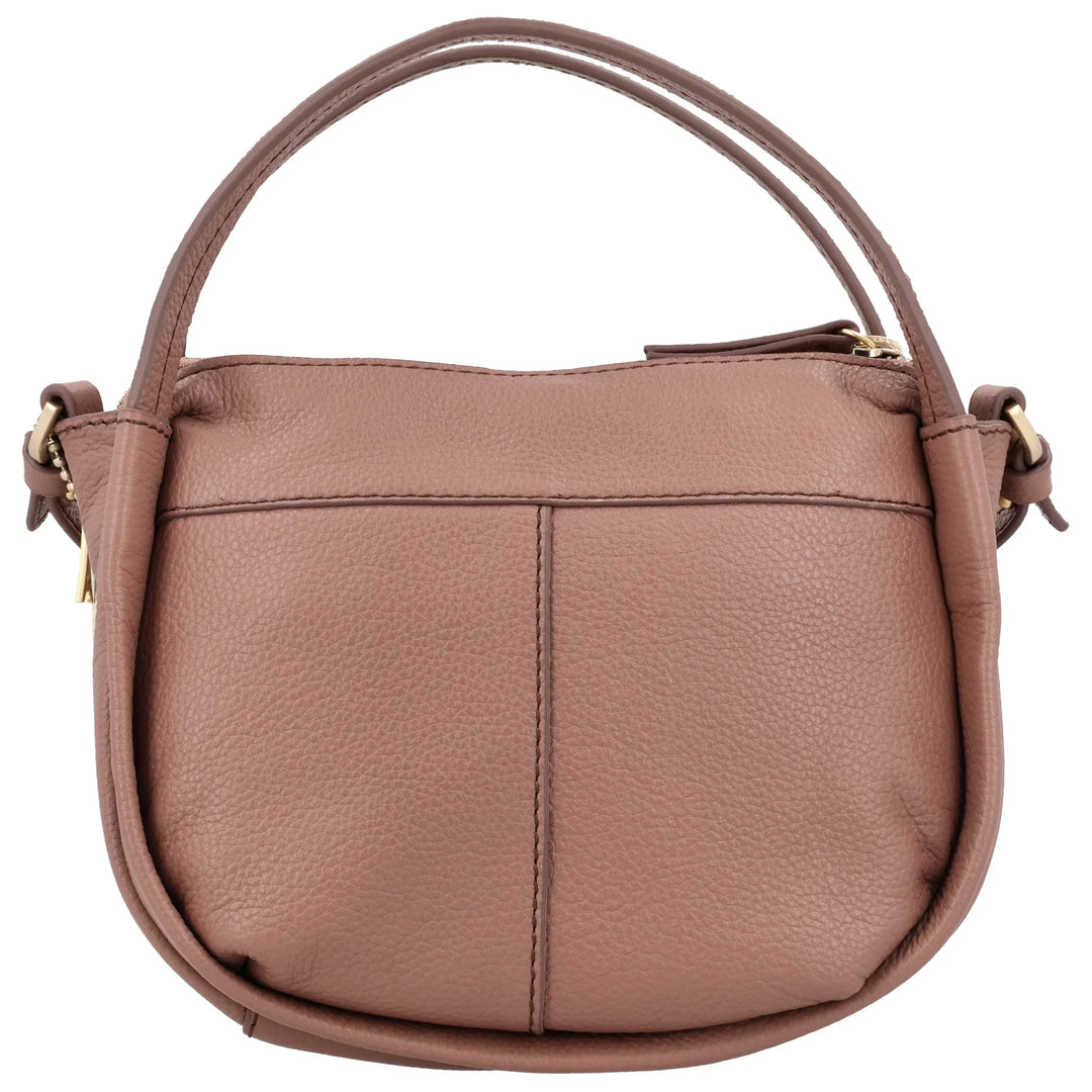 Achterkant van de Lou Lou LOU (S) handtas in mocha-mousse #kleur_mocha-mousse
