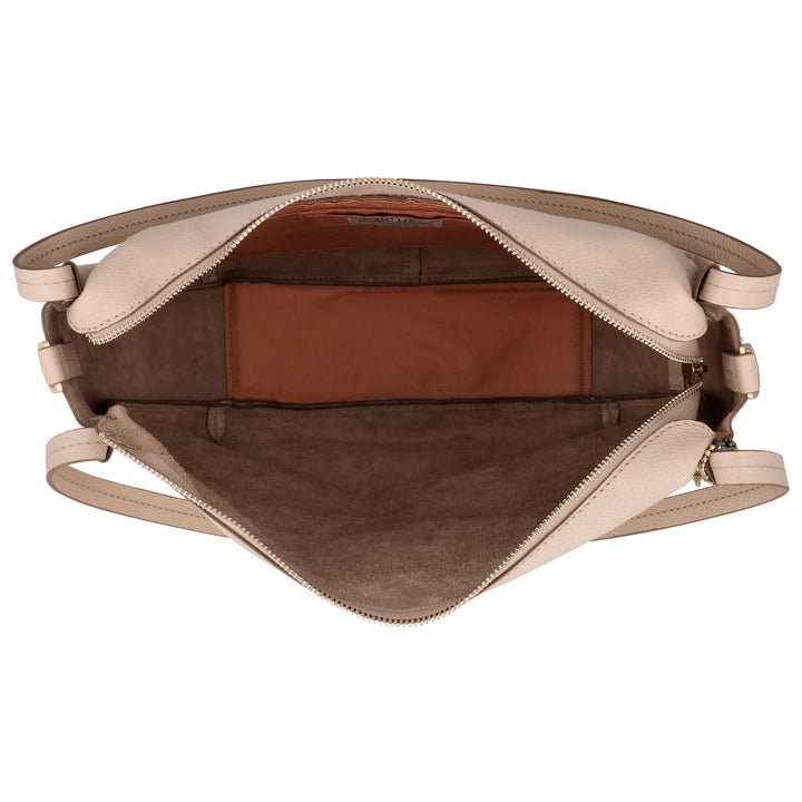 Binnenkant van de LouLou LOU L schoudertas in de kleur cashmere #kleur_cashmere