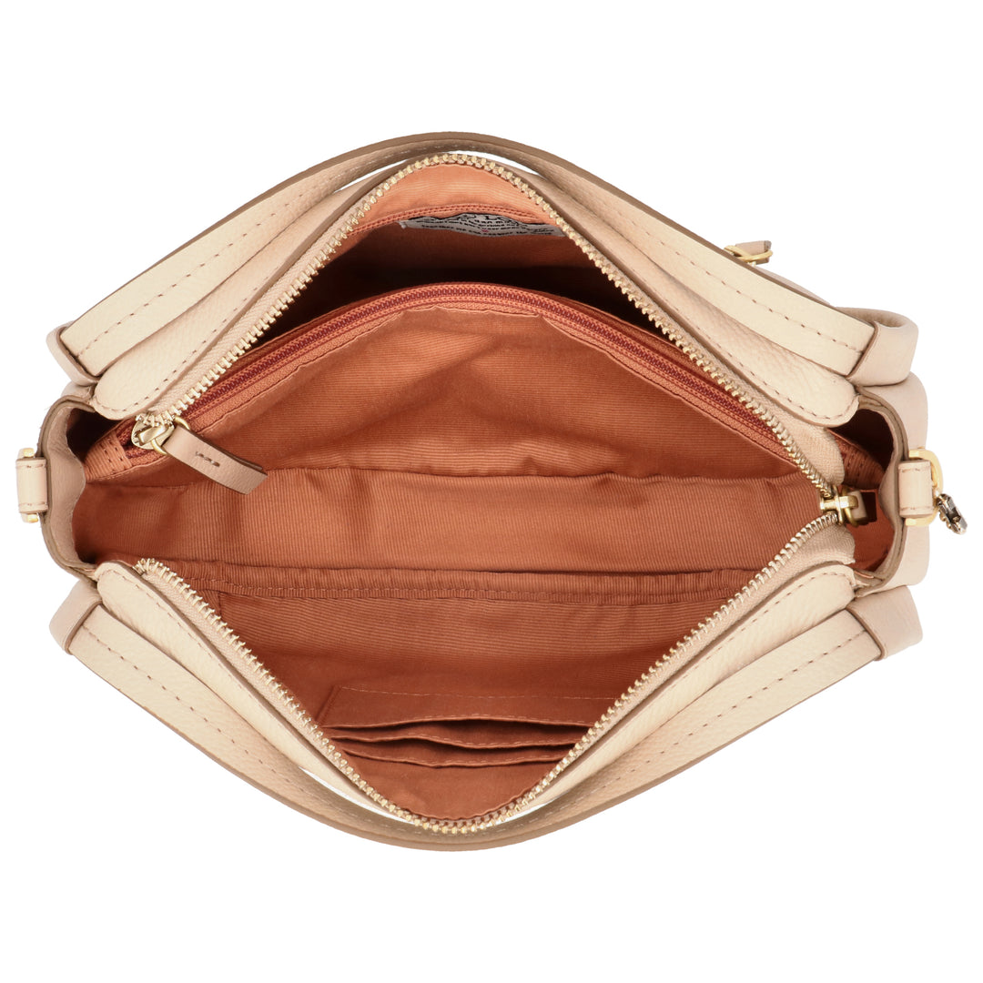 Binnenkant van de LouLou LOU M schoudertas #kleur_cashmere