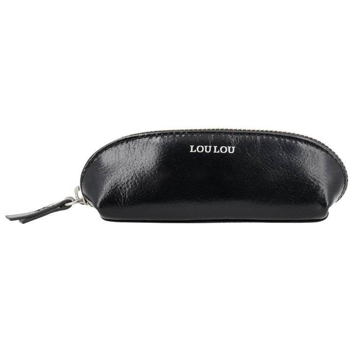 Voorkant van de LOULOU MADAME DUBOIS leren etui #kleur_glace-black