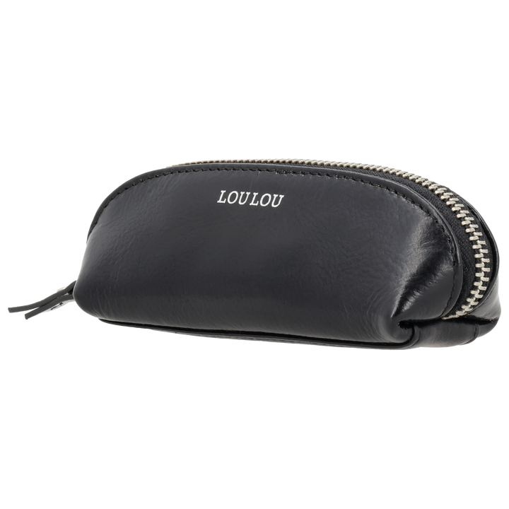Voorzijde van de LOULOU MADAME DUBOIS leren etui #kleur_glace-black