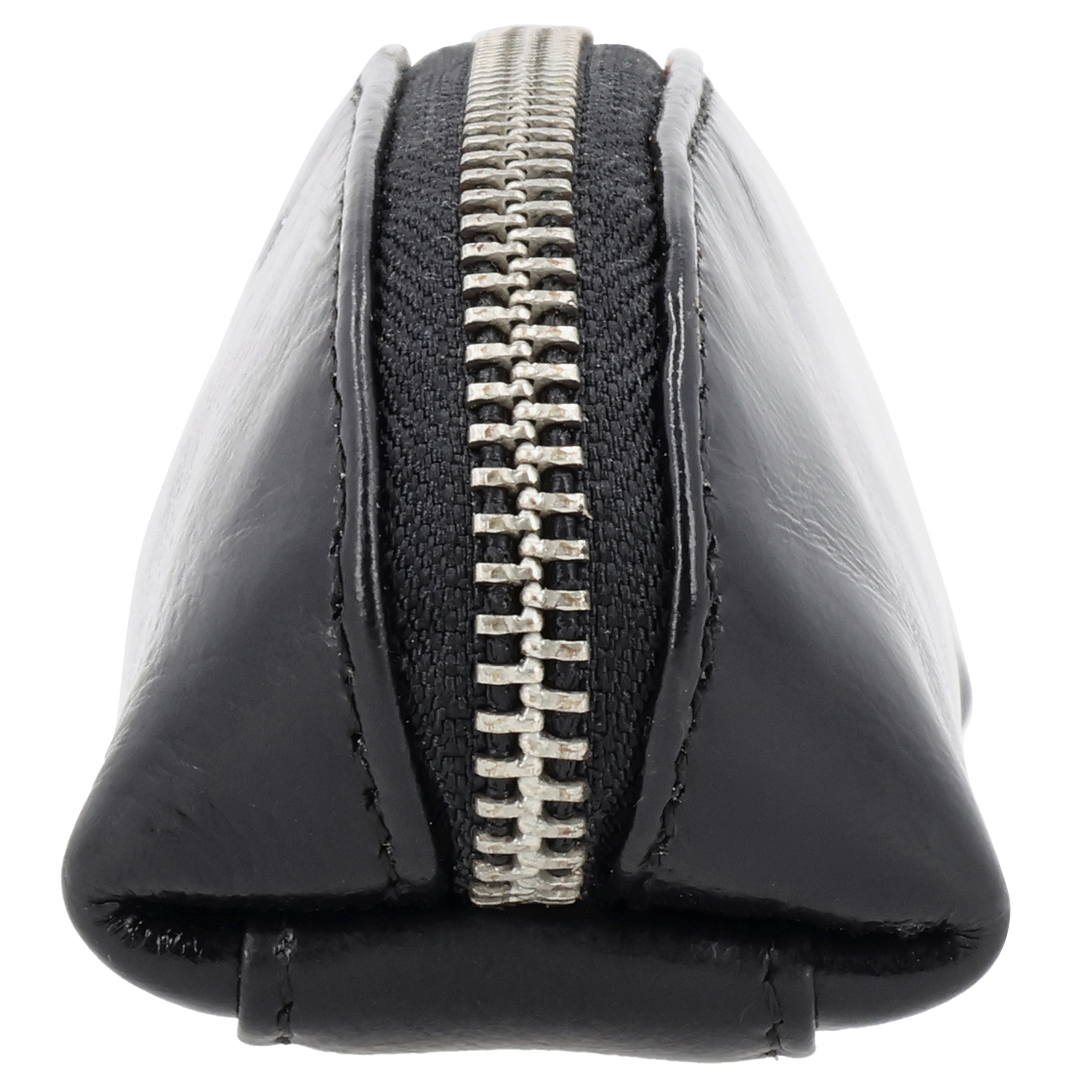 Zijkant van de LOULOU MADAME DUBOIS leren etui #kleur_glace-black