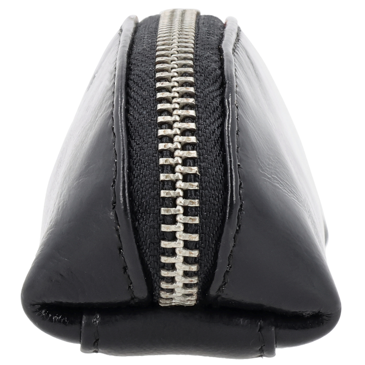 Zijkant van de LOULOU MADAME DUBOIS leren etui #kleur_glace-black