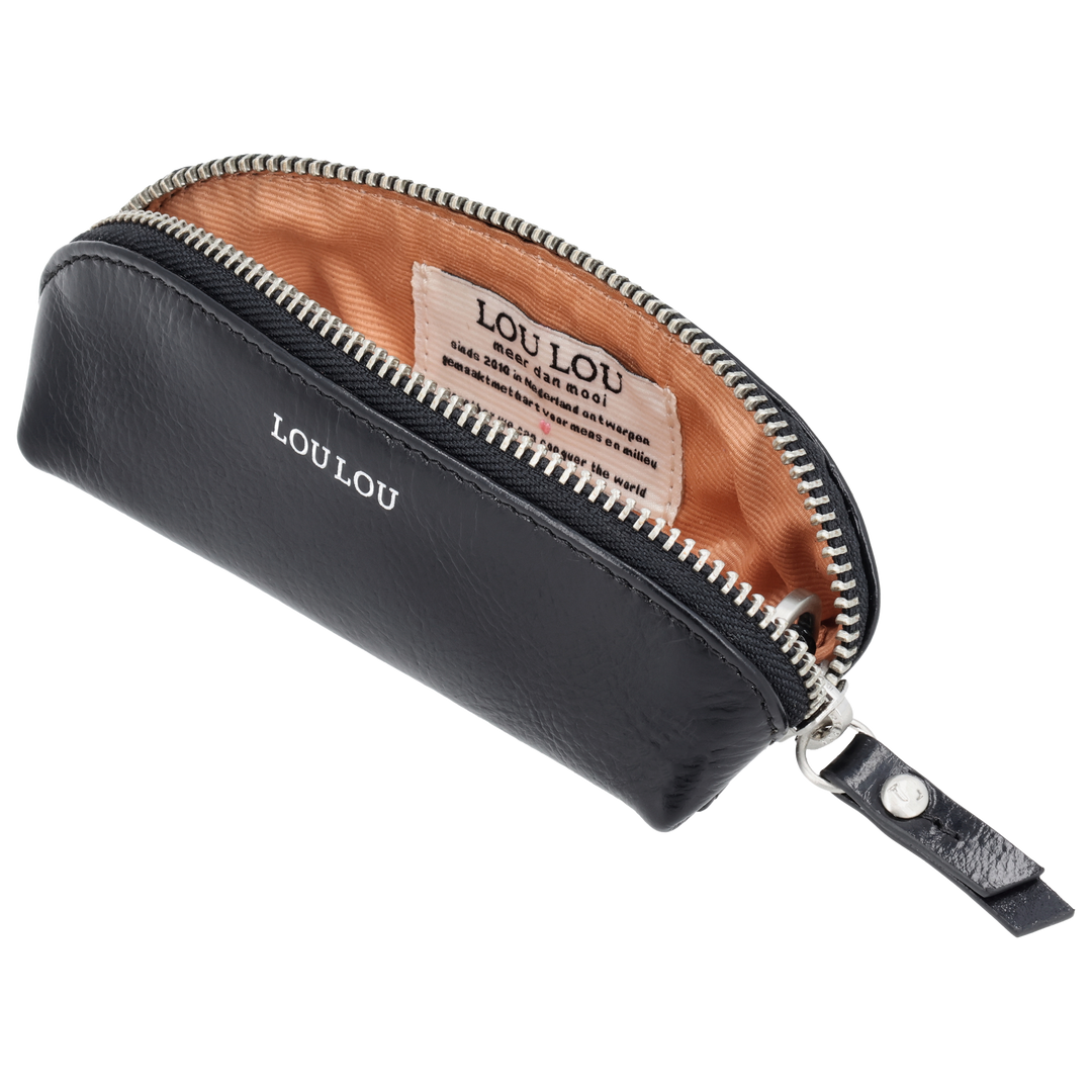 Binnenkant van de LOULOU MADAME DUBOIS leren etui #kleur_glace-black