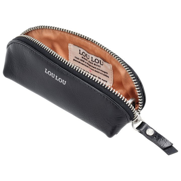 Binnenkant van de LOULOU MADAME DUBOIS leren etui #kleur_glace-black
