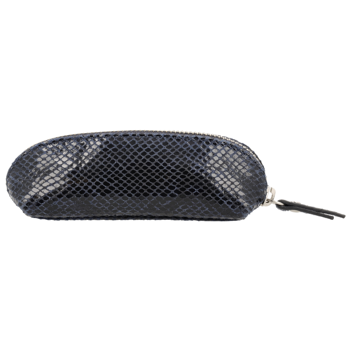 Achterkant van de LOULOU Mademe dubois leren etui #kleur_python-blue