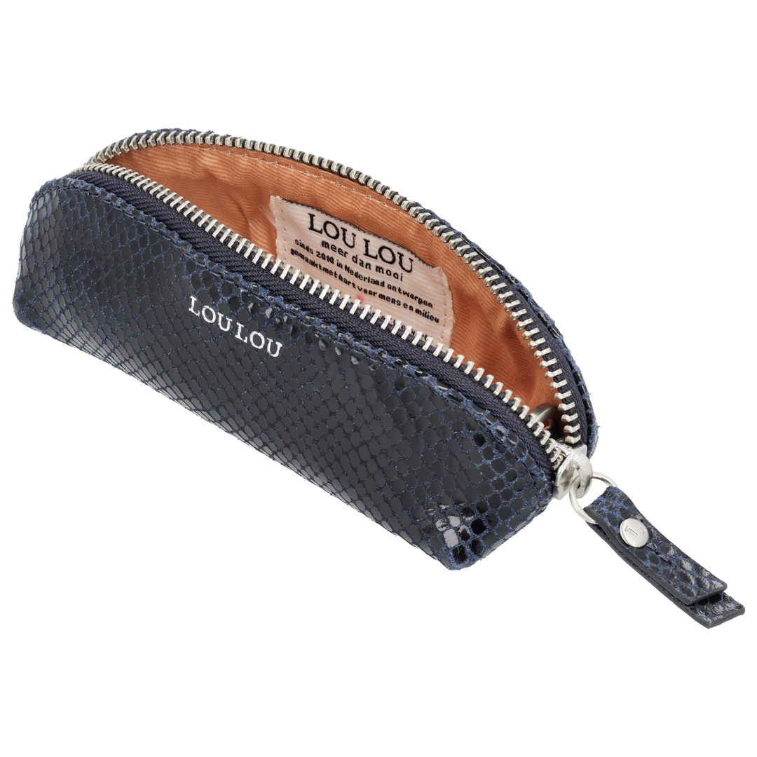 Binnenkant van de LOULOU Mademe dubois leren etui #kleur_python-blue