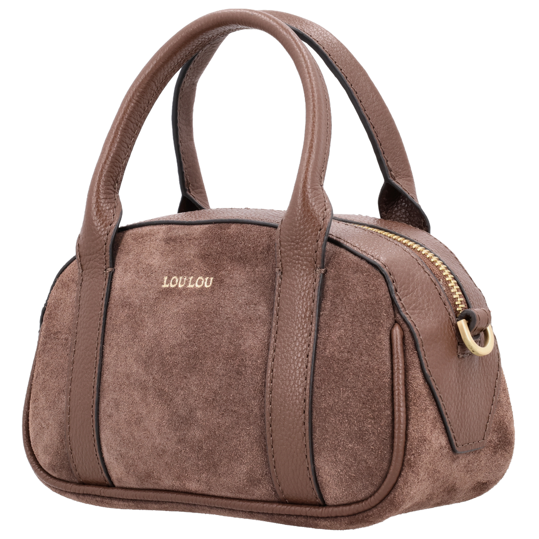 Voorzijde van de LOULOU Mila crossbodytas in #kleur_milk-chocolate
