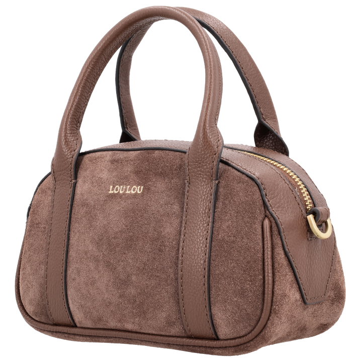 Voorzijde van de LOULOU Mila crossbodytas in #kleur_milk-chocolate