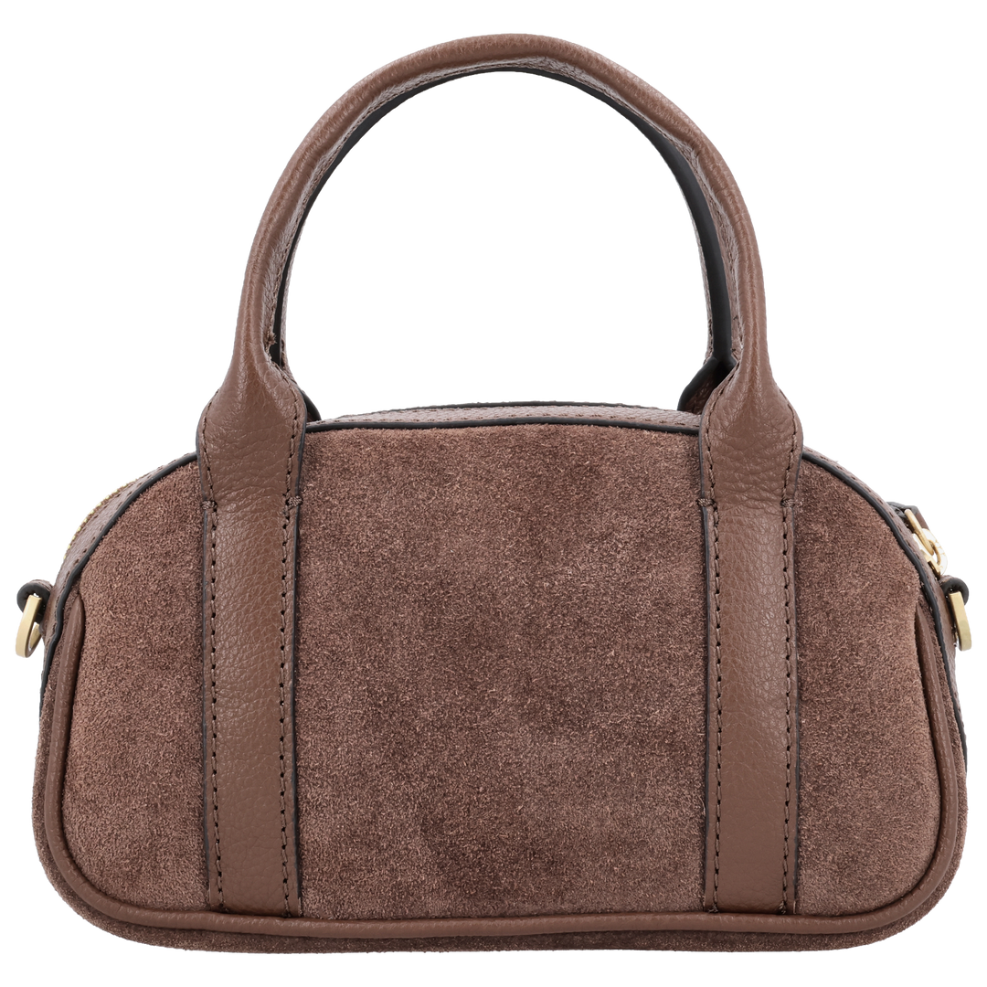 Achterkant van de LOULOU Mila crossbodytas in #kleur_milk-chocolate