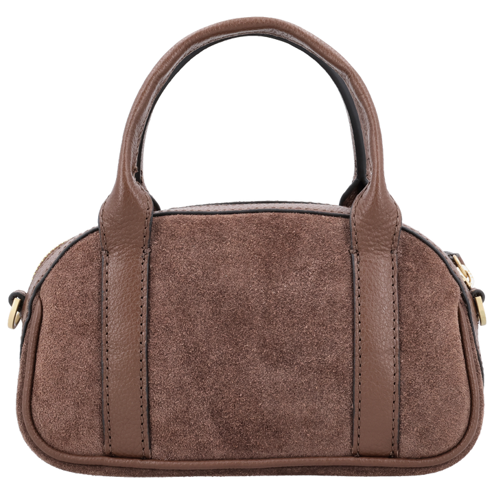 Achterkant van de LOULOU Mila crossbodytas in #kleur_milk-chocolate