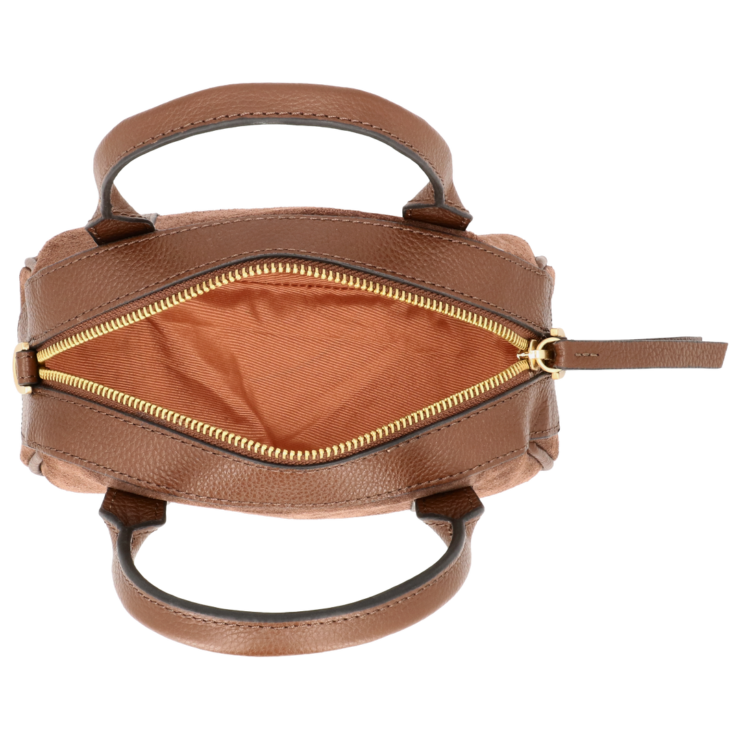 Binnenkant van de LOULOU Mila crossbodytas in #kleur_milk-chocolate