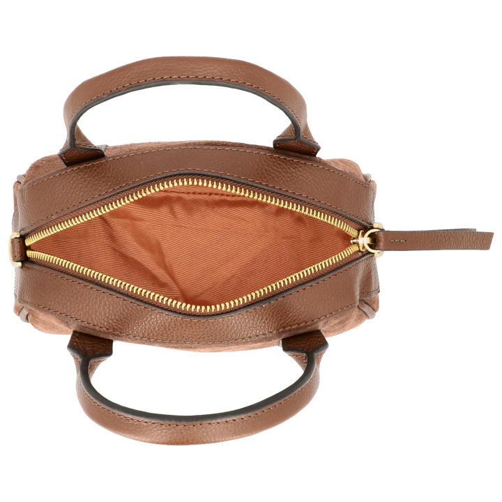 Binnenkant van de LOULOU Mila crossbodytas in #kleur_milk-chocolate