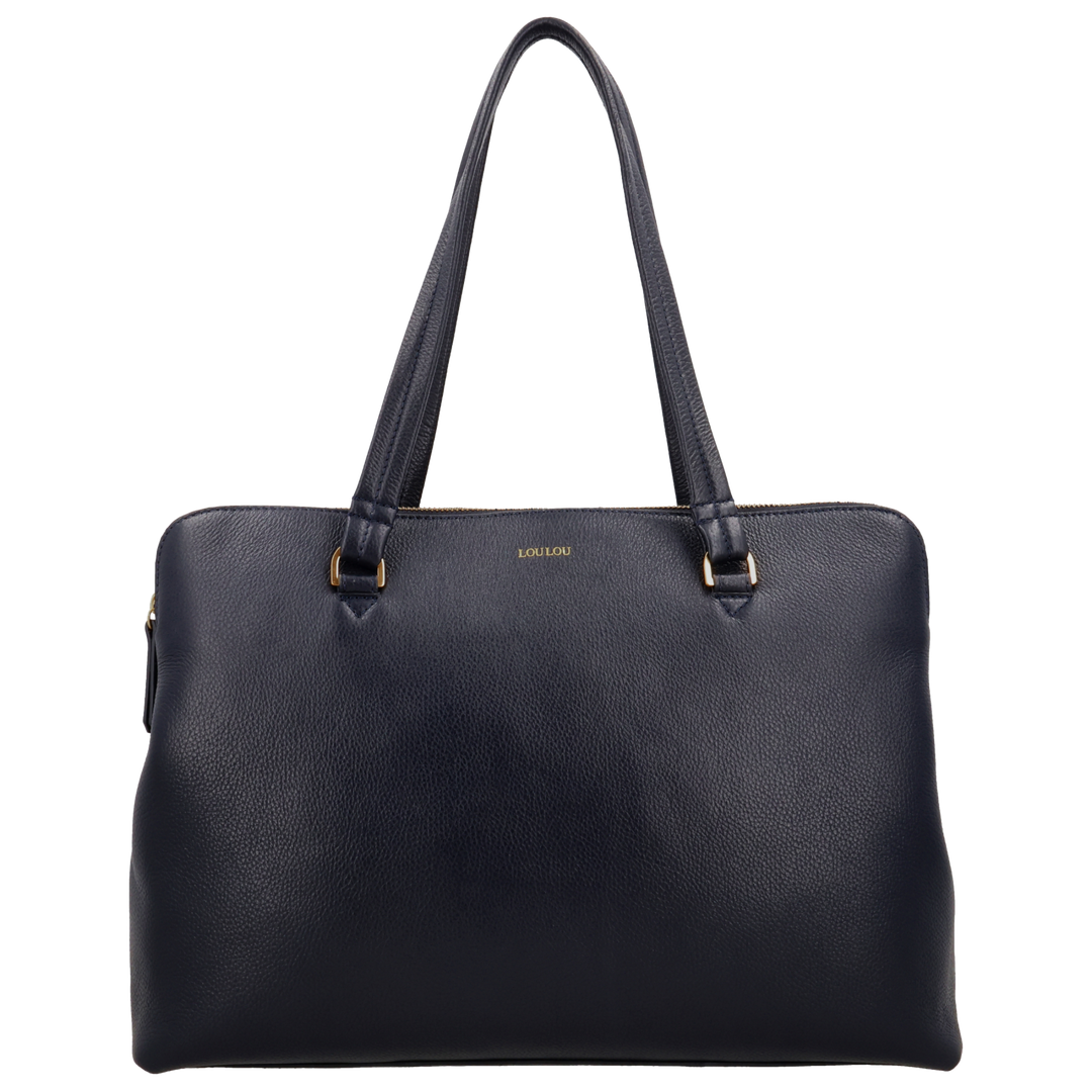 Voorkant van de LouLou Oliva Navy werktas #kleur_navy