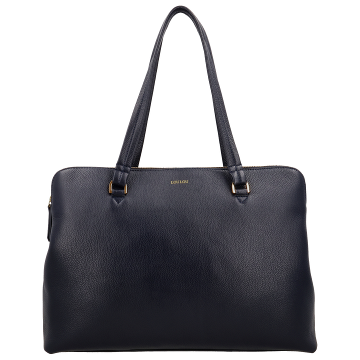 Voorkant van de LouLou Oliva Navy werktas #kleur_navy