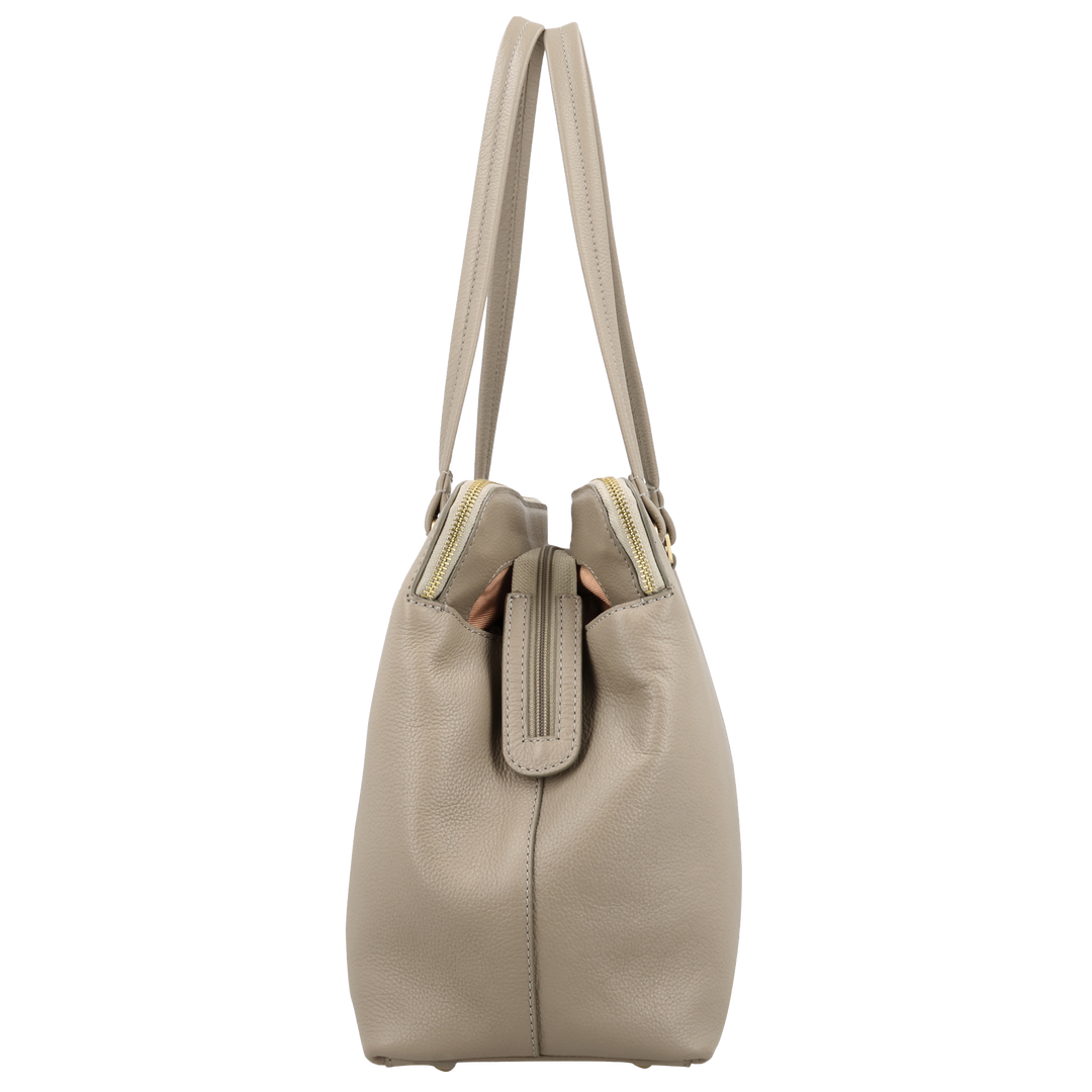 Zijkant Loulou Olivia werktas Soft-Sepia #kleur_soft-sepia