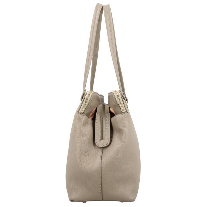 Zijkant Loulou Olivia werktas Soft-Sepia #kleur_soft-sepia